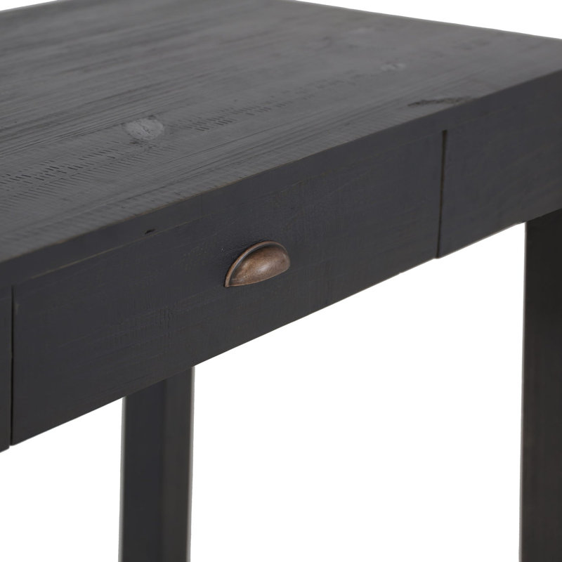 Bureau en bois massif Montauk, Noir campagnard