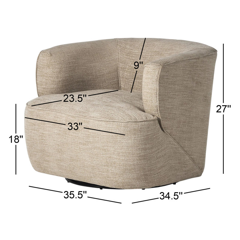 Mila Swivel Barrel Chair, Laken Stone Performance Textured Weave
