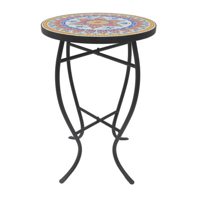 Jana Round Metal Outdoor Side Table , 14'' in. W 14'' in. D