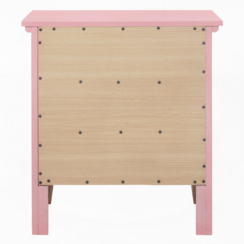 Table de chevet rose avec rangement