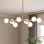 Lustre spoutnik linéaire en métal 8 lumières Jewellia avec abat-jour en verre