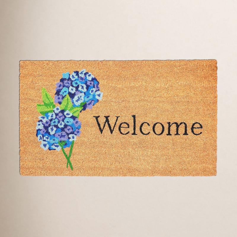 Alwine Hydrangea 29" x 17" Non-Slip Outdoor Door Mat