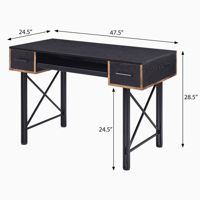 Computer Desk With Keyboard Tray, Black