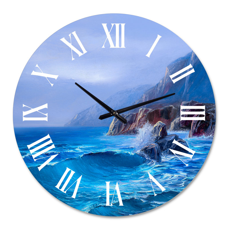 Morning On Sea Wave Paints On A Canvas - Nautical & Coastal Wall Clock, 36" H x 36" W x 1" D