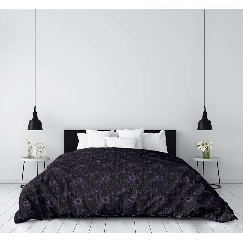 Housse de couette simple Katelyn Elizabeth, Housse de couette pour lit simple, Microfibre, Gris / violet