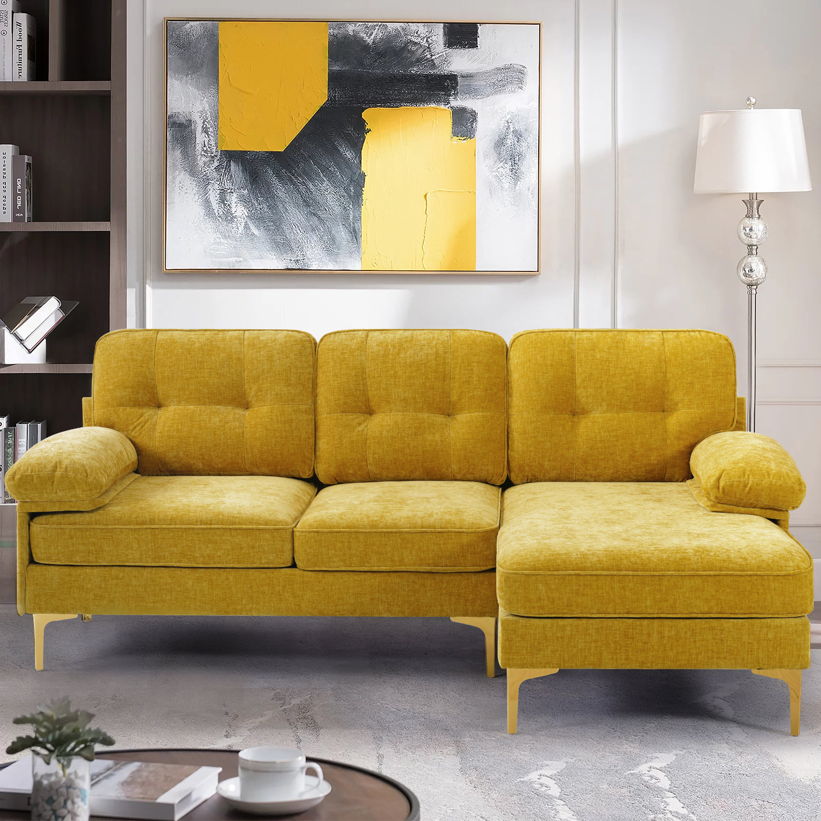 Mercer41 Rhylin 82.7'' Reversible Upholstered Sectional Sofa Chaise ...