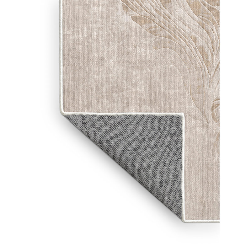 Tapis beige lavable à la machine, Carré 7 pi
