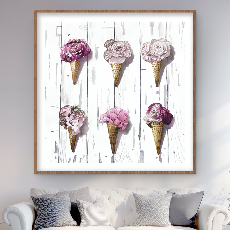 Peony Cones - impression encadrée florale de salon pour la maison, Brun