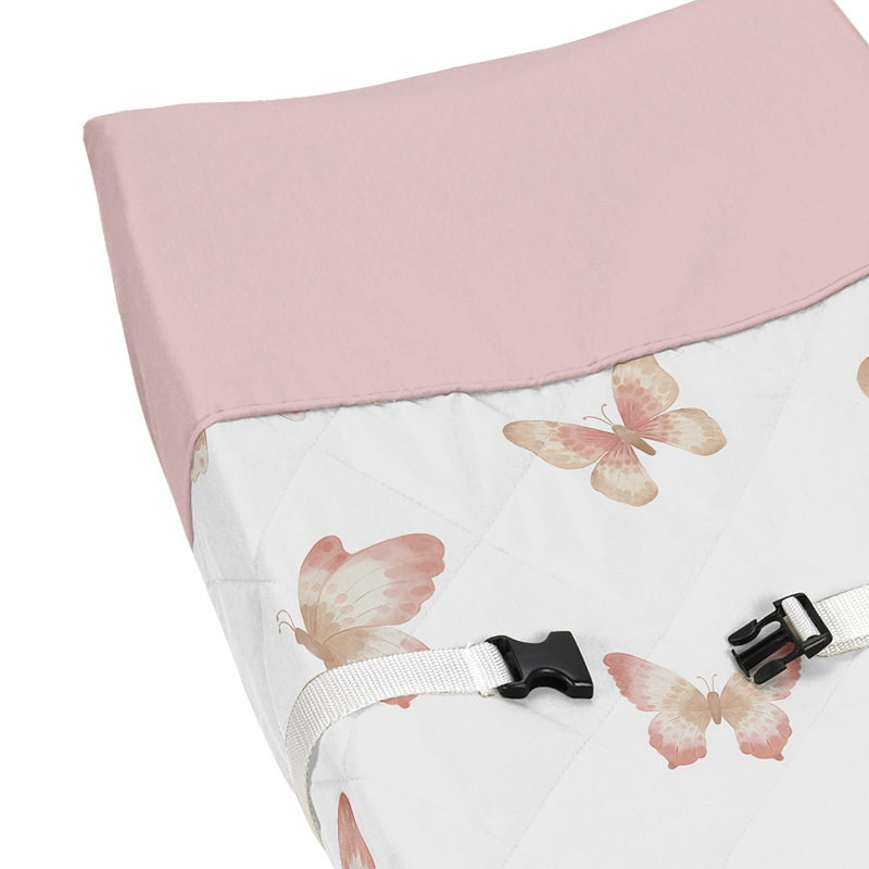 Housse de matelas à langer rose et taupe
