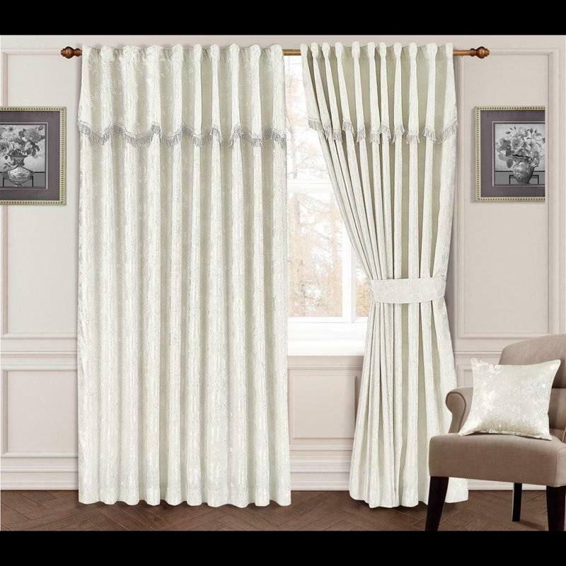 Odelina Cotton Blend Sheer Curtain Pair, 183cm W x 228cm L, Cream