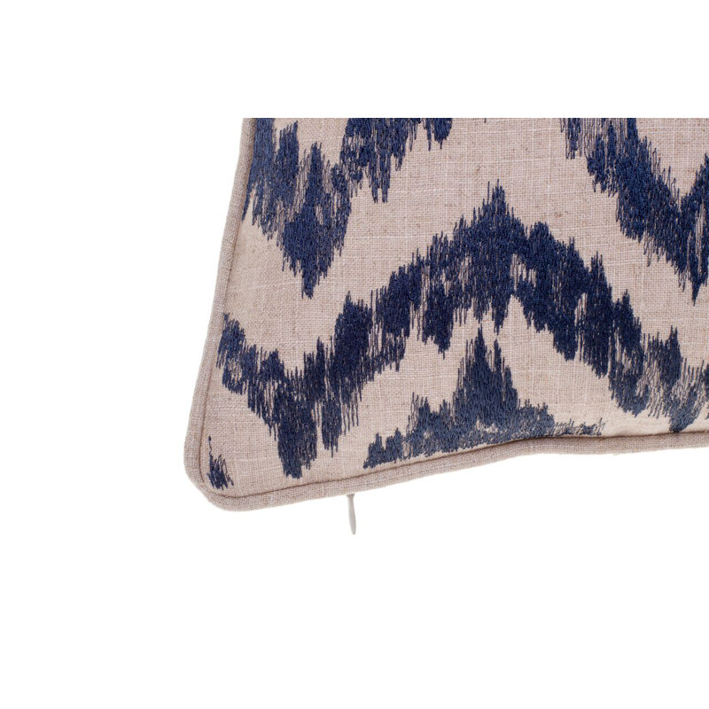 Embroidered Linen Throw Pillow, Indigo