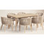Ensemble de salle à manger d'extérieur Bowery 7 pièces en bois d'acacia pour 6 personnes avec coussins – Table rectangulaire, chaises tressées et trou pour parasol – Beige-635760961