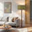 61'' Modern Walnut Wood Column Floor Lamp with Green Linen Drum Shade, Minimalist Standing Lamp, cULus Certified for Living Room Side Tables, Bedroom Corners, Home Offices or Study Rooms-330006597