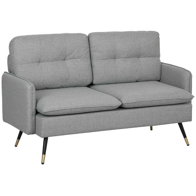 Tobergill 2 Seater Linen Look Tufted Sofa, Grey 