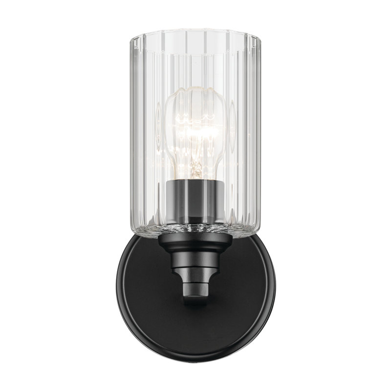 9.5" 1-Light Wall Sconce with Glass, Clear, Satin Black
