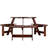 6 Person Picnic Table With Benches - Umbrella Hole, Weather , Brown, For Garden Use Round 3 Built-In Hole Smooth Edge Outdoor Dining-11235397