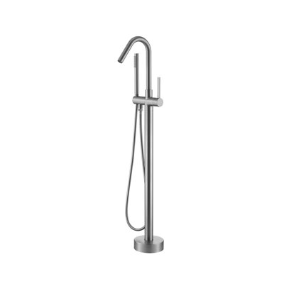 45.28" Freestanding Bathtub Faucet Floor Mount Tub Filler, High Flow Swivel Spout Shower Faucets with Handheld Shower Mixer Taps