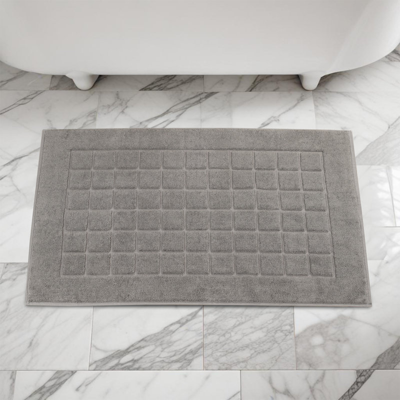 Charcoal Cotton Checkered Bath Mat Set of 2