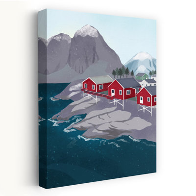 Affiche murale représentant un paysage côtier abstrait de la Norvège