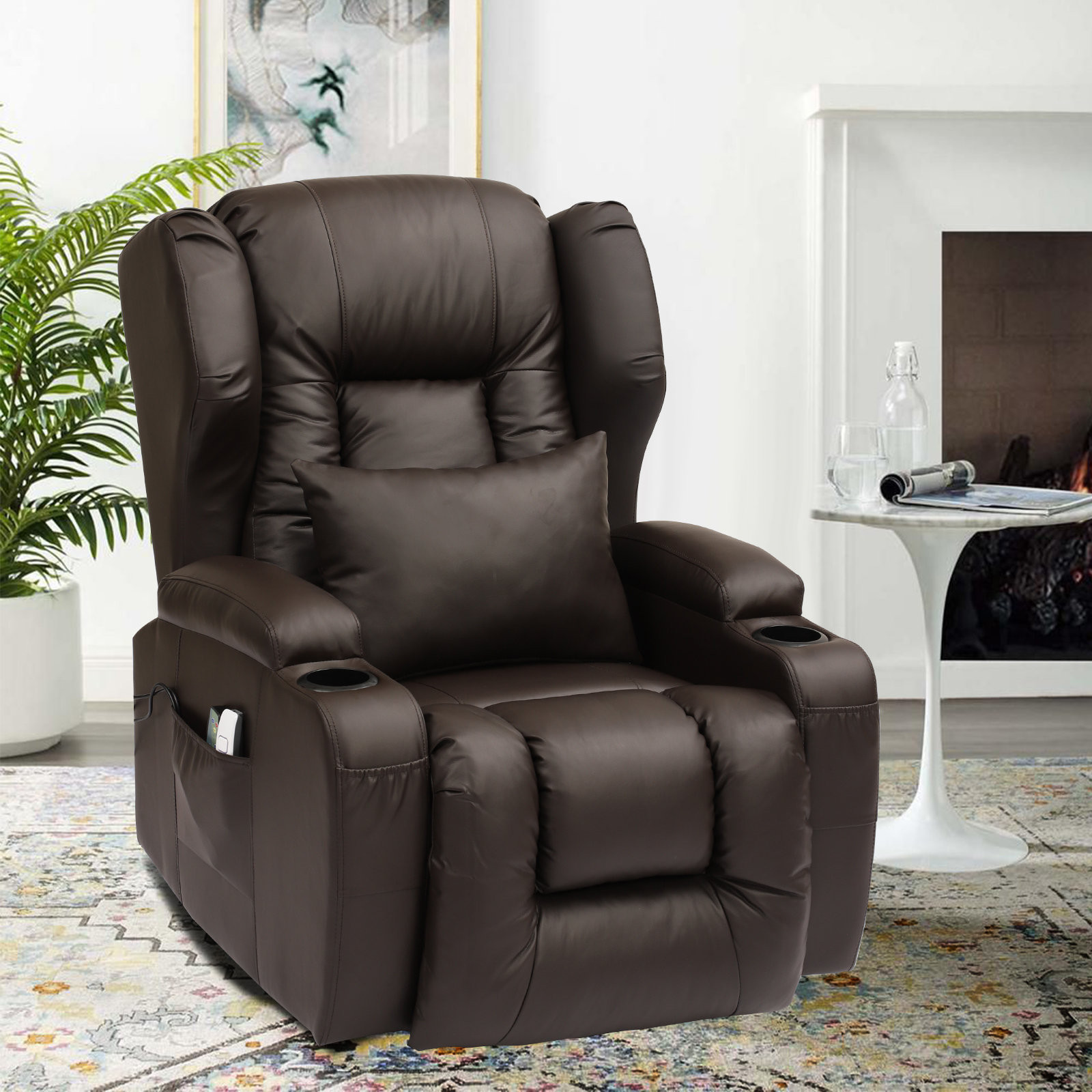 Lift Chairs Recliners for Elderly,Recliner Chairs for Adults,Recliner  Chair,Electric Recliner with Massage and Heating,Pu Leather,Dark Brown