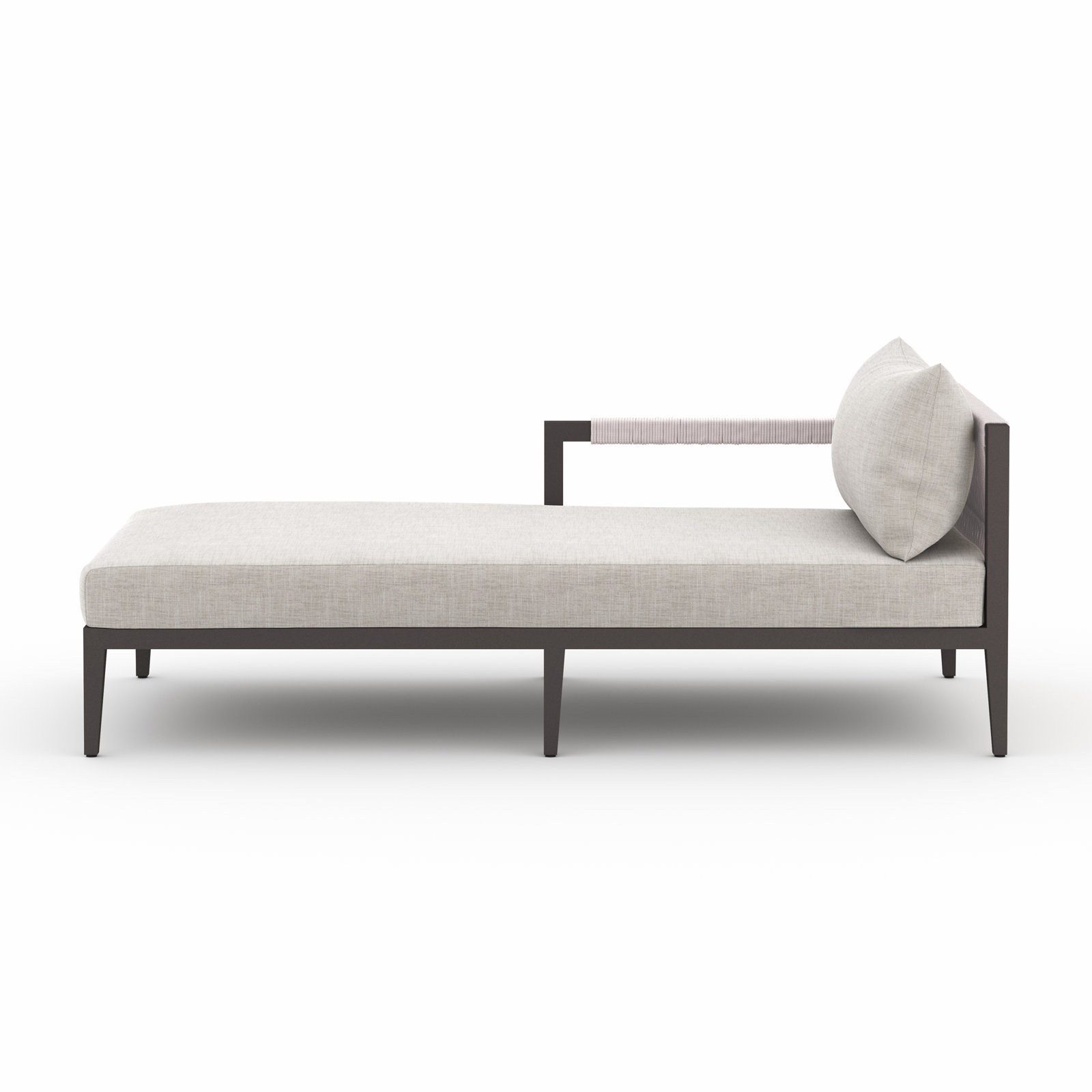 Kristine 33'' Outdoor Teak Chaise Lounge, Microfiber Satin, Black/Gray