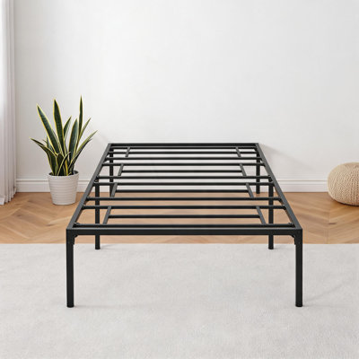 Metal Bed Frame with Bed Rails & Headboard Holes, Sturdy Noise-Free Twin Size, Black (191*99*38 cm)