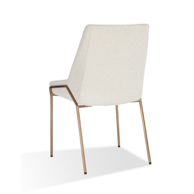 19.5'' H Linen Blend Upholstered Metal Side Chair, Cottage Cheese