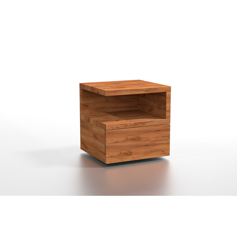 Baisley 40cm W Solid Wood Bedside Table, Ash Brown