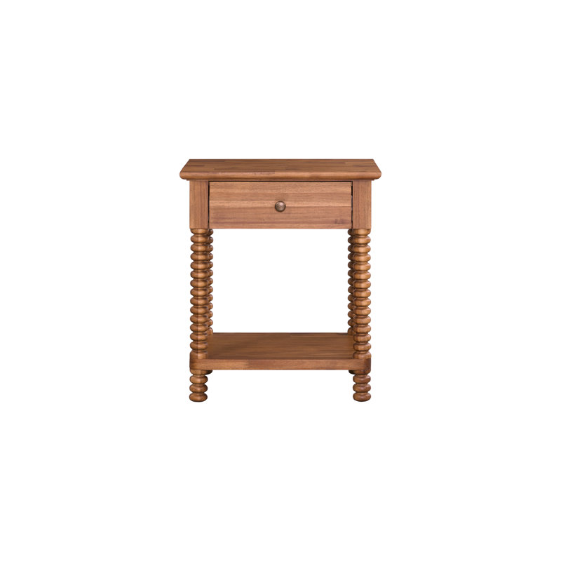 Azella 1 Drawer Nightstand, Brushed Brown