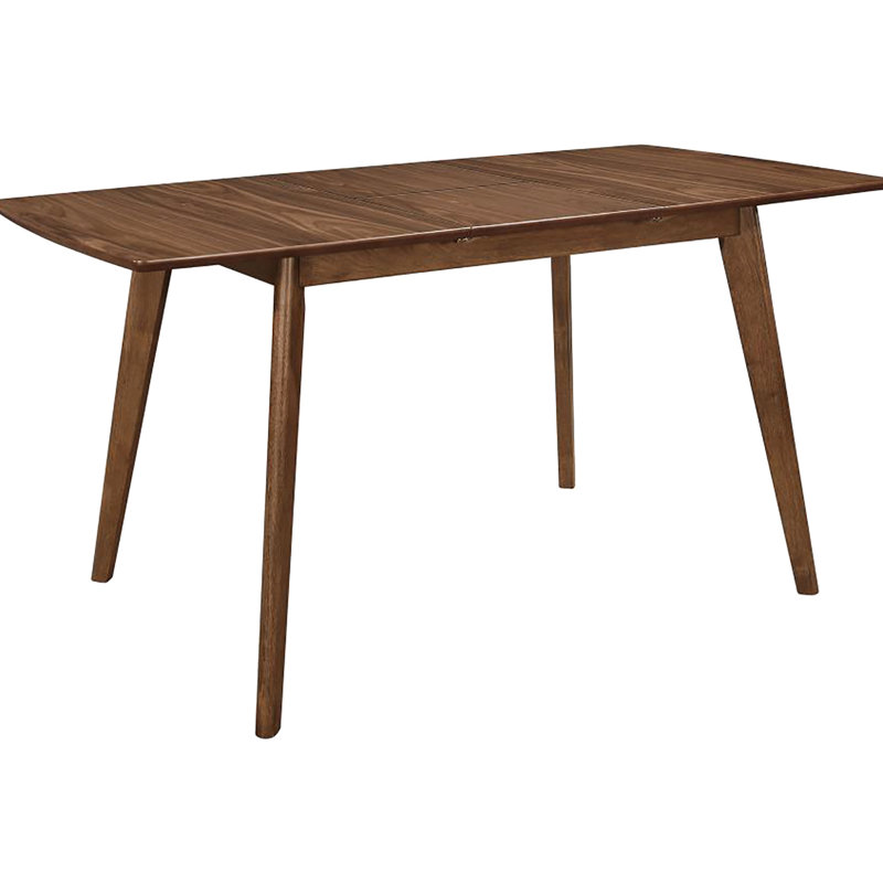 Élégante table de salle à manger rectangulaire Mid-Century moderne en noyer naturel pour améliorer l'espace avec des pieds inclinés