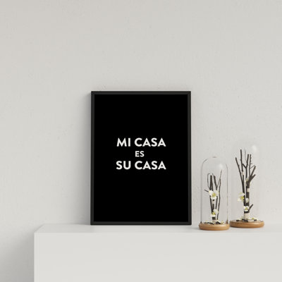 Mi Casa V2 W On Blk by Vouvart - Single Picture Frame Print