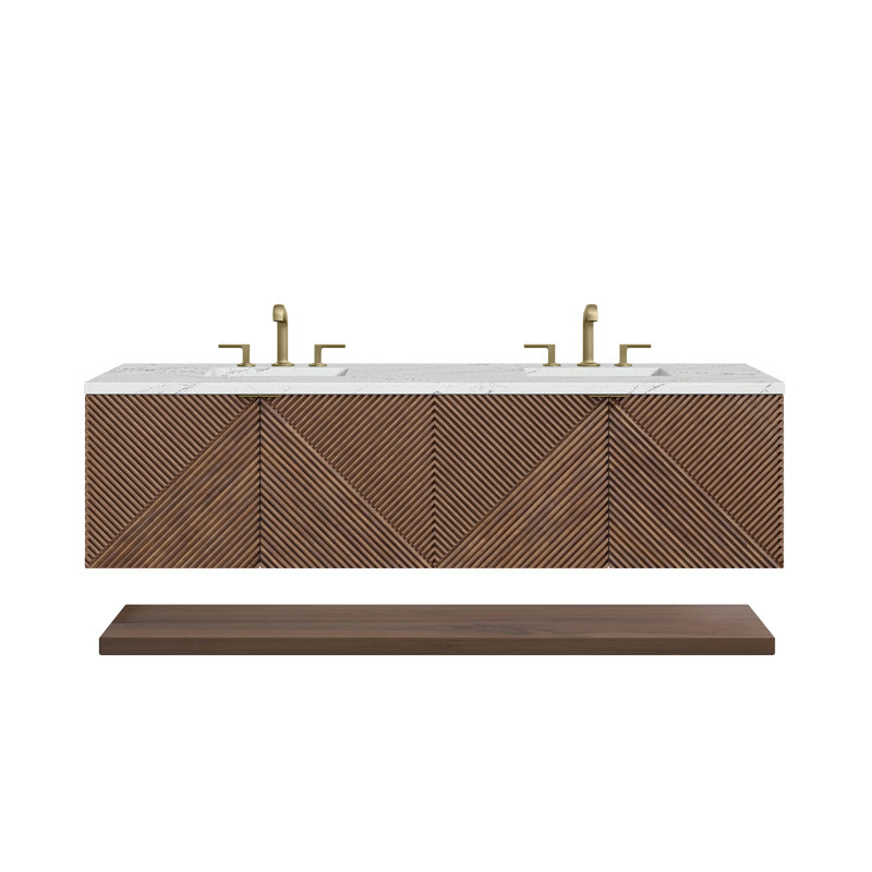 Meuble-lavabo double flottant 72 po Marcello, Noctis éthéré, 8 po