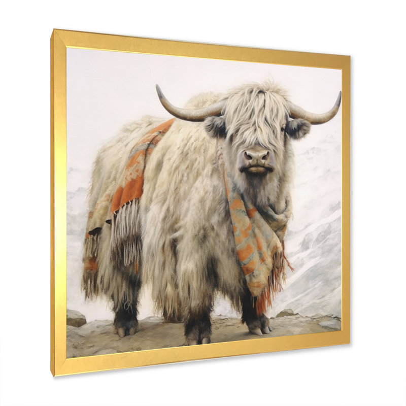 Wild Yak V - animaux, art mural sur toile, H 30 po x l 30 po x P 1 po, Cadre doré à une seule photo