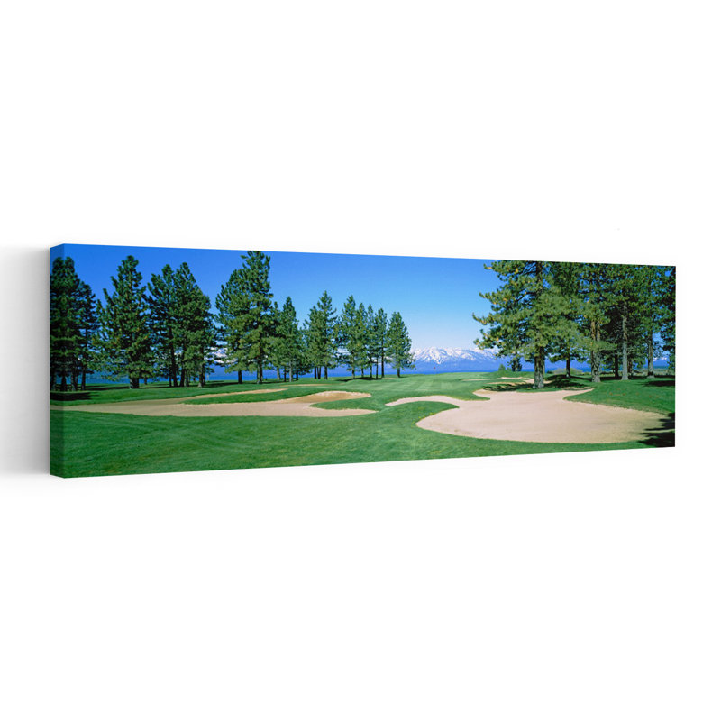 Sand traps in a golf course Edgewood Tahoe Golf Course Stateline Douglas County Nevada USA 1 Piece Wrapped Canvas Panoramic Wall Art