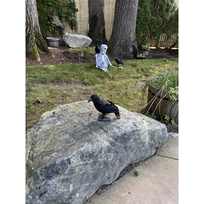 8" Halloween Raven, Black Tabletop Crow