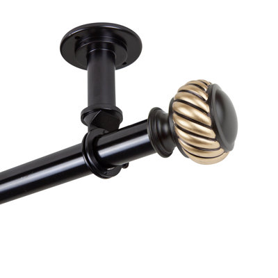 Tringle à rideaux simple réglable 1 po Blak