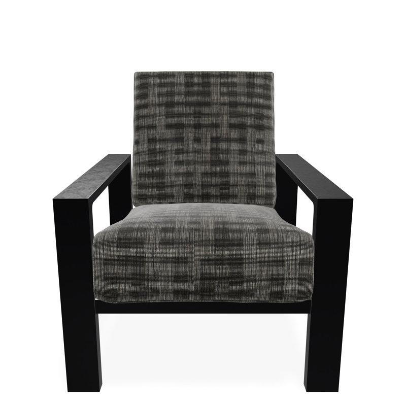Larssen Deep Seating Cushion Arm Chair, Black, Illusion Plaid Onyx