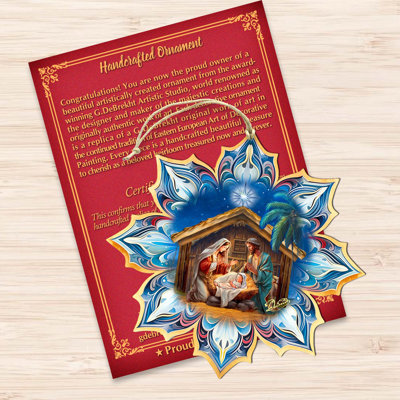 Holy Family Snowflake Wooden Ornaments By G. Debrekht