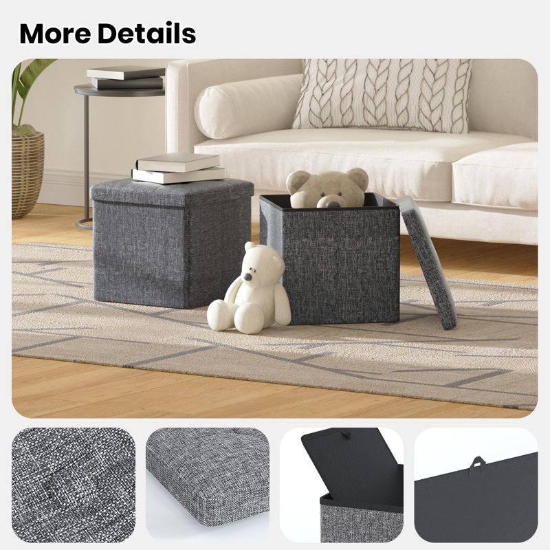 30 cm W Cube Ottoman, Dark Grey