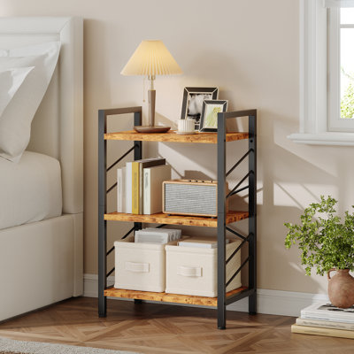 3/4/5-tier Bookshelf - Space-saving Storage Unit With Metal Frame And Wood Shelves - For Living Room, Office, And Bedroom