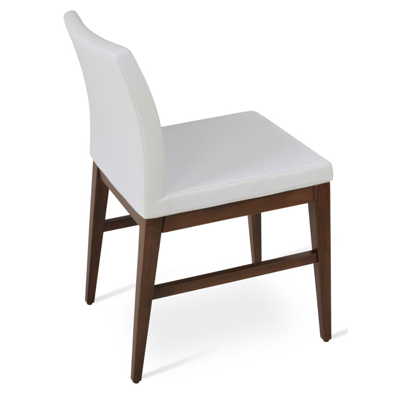 Chaise d'appoint Aria, Noyer, Simili cuir blanc