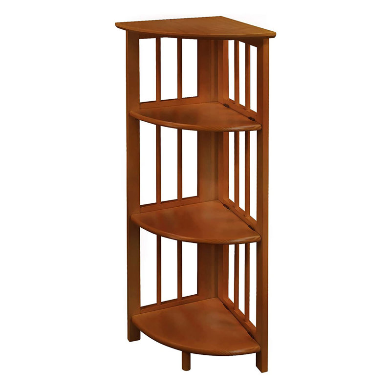 Duerr Corner Bookcase, Honey Oak, 38.8" H x 12.5" W x 11.5" D