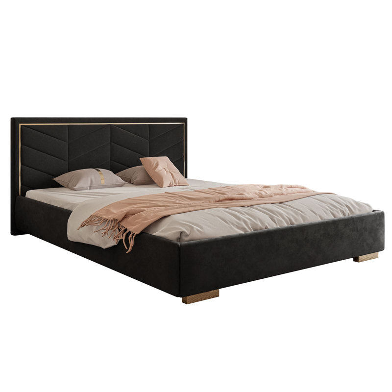 Upholstered Ottoman Storage Bed, Kingsize (5'), Black