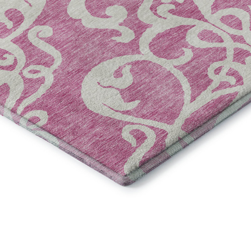 Tapis rosé de qualité supérieure lavable à la machine Prisco, Rectangle 9 pi x 12 pi