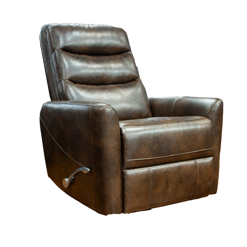 Aki Faux Leather Swivel Recliner, Brown Faux Leather