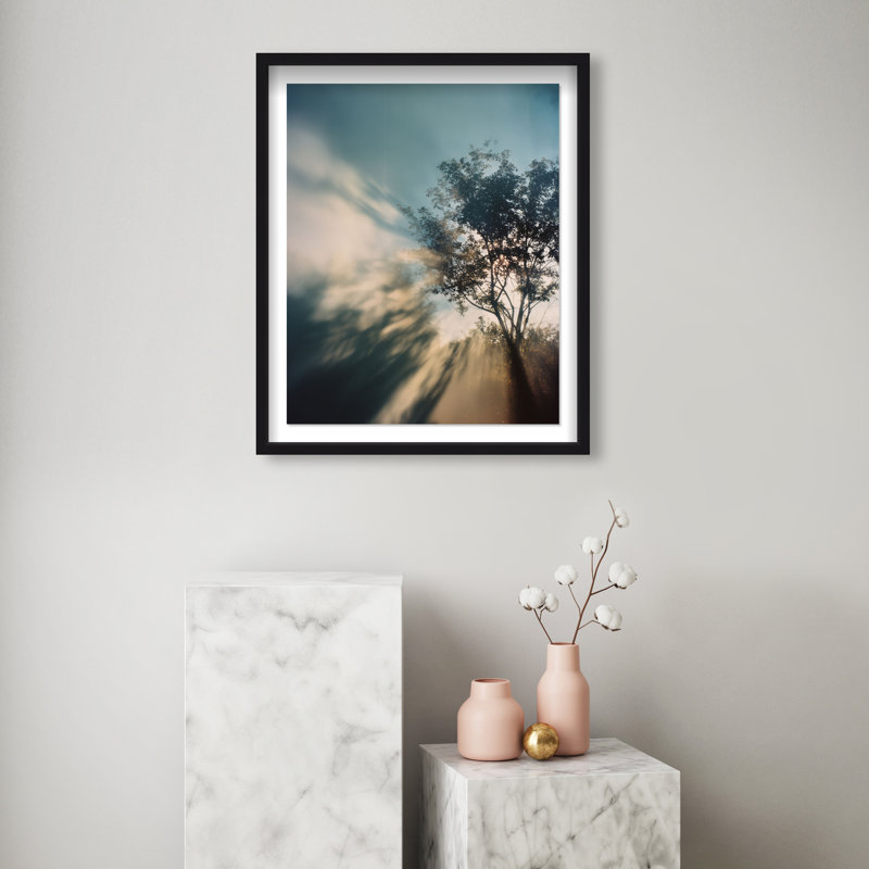 Golden Sunbeams II Shadowbox Floral & Botanical Print by Oliver Gal, Black Frame, 16 x 20, 17.5"H x 21.5"W, White Shadowbox