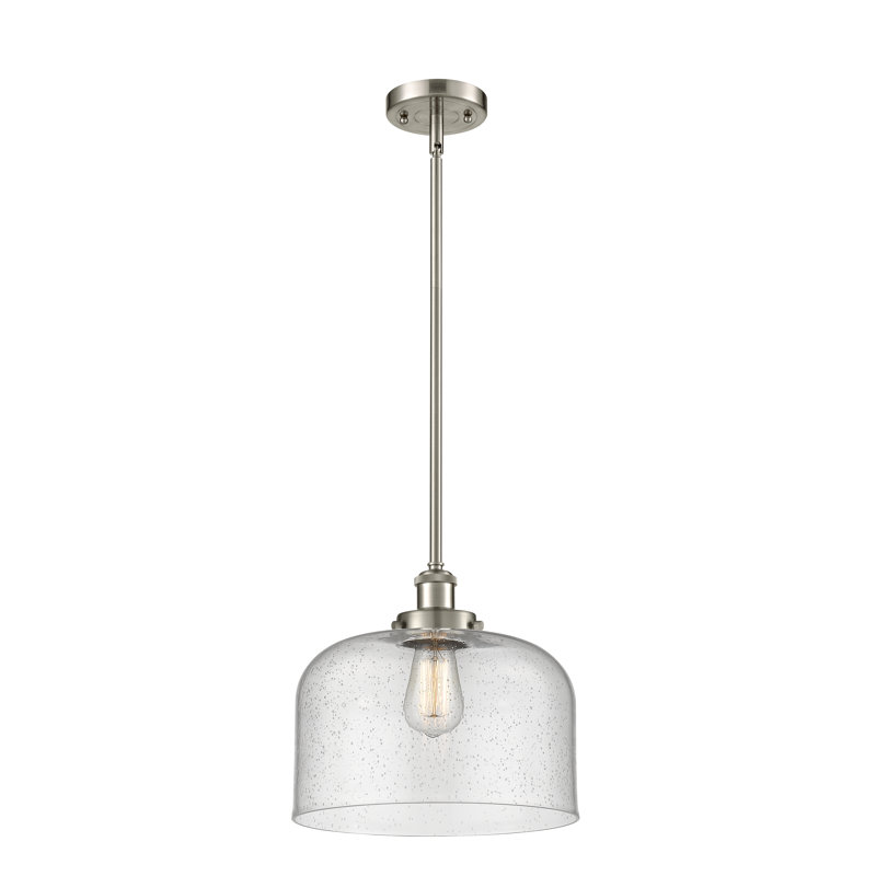Mini luminaire suspendu avec tige 12 po Ballston Urban Bell, Grainé, Nickel satiné brossé, Ampoule non incluse