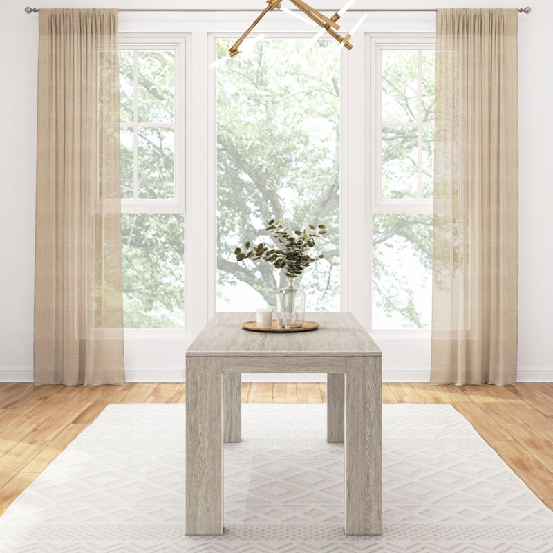 Chalonda Pine Solid Wood Dining Table, Seashell Wirebrush, 32" W x 60" L 