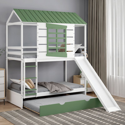 Lit superposé simple au-dessus de simple en bois massif avec lit gigogne Connoqunessing par Harper Orchard