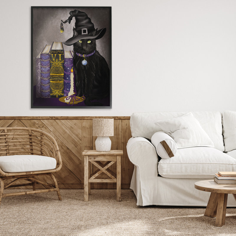 Giclée encadrée par Black Cat, livres par Lori Mosley, H 30 po x l 24 po, Giclée encadrée noir minuit